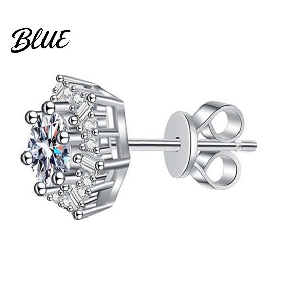 Daily Wear Earrings 1 Pair Stud Hexagonal White Cubic Zirconia
