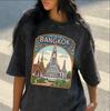 Vintage Washed Black Cityscape Graphic Print T-Shirt Men Women Casablanca Bangkok Loose Casual O-Neck Streetwear Hip Hop Fashion Summer New Tee