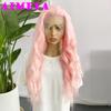 AIMEYA Brown Deep Wave Wig Long Synthetic Lace Front Wig for Women Natural Hairline Daily Use Cosplay Wigs Heat Resistant Fiber