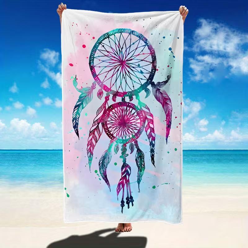 Asciugamano da Spiaggia Raccogli Sogni Bianco e Nero Stampa Tribale Boho Asciugatura Rapida Resistente alla Sabbia Assorbente per Spiaggia Piscina Viaggio Vacanza