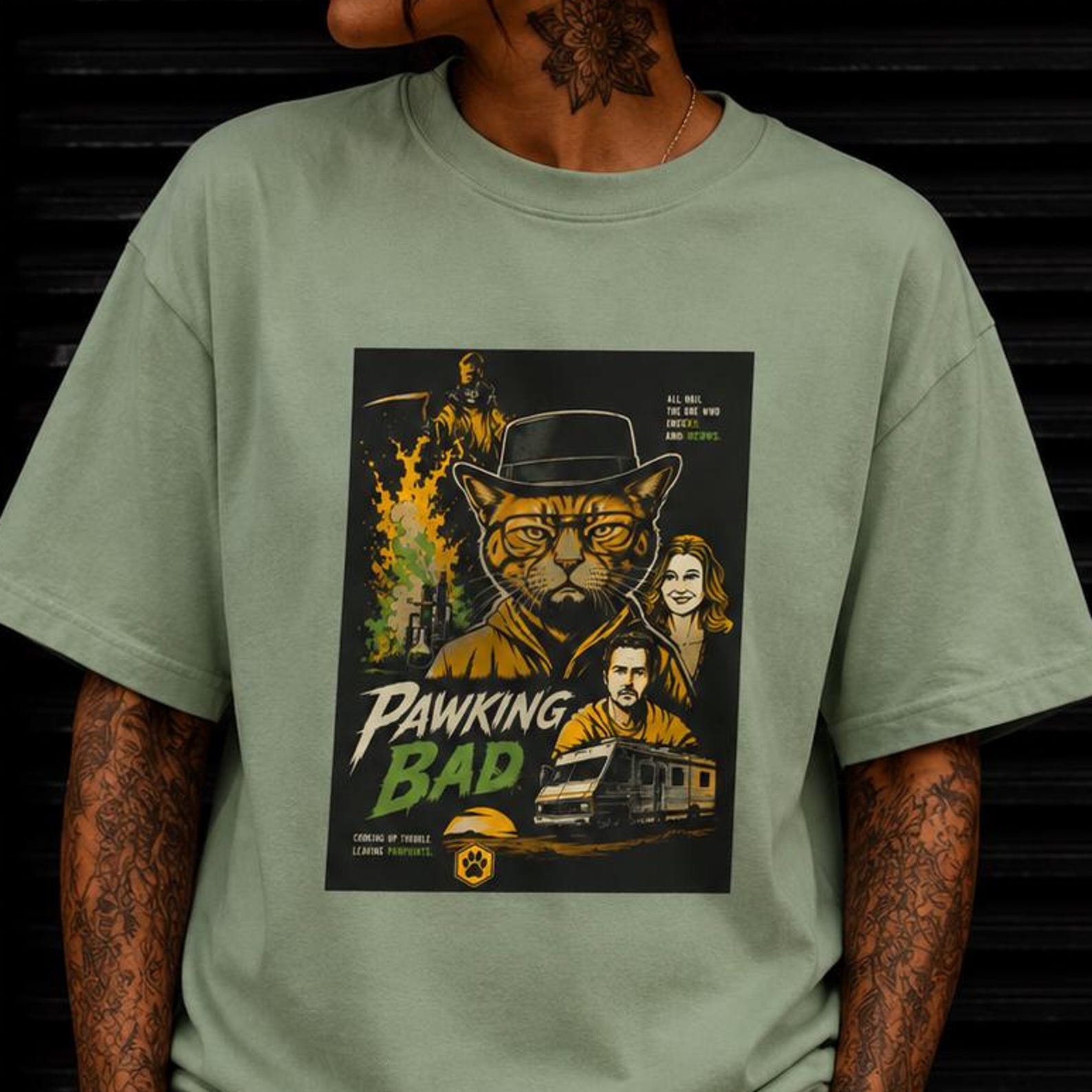 Pawking Bad Cat T-Shirt | Breaking Bad Parody Graphic Tee 2XL