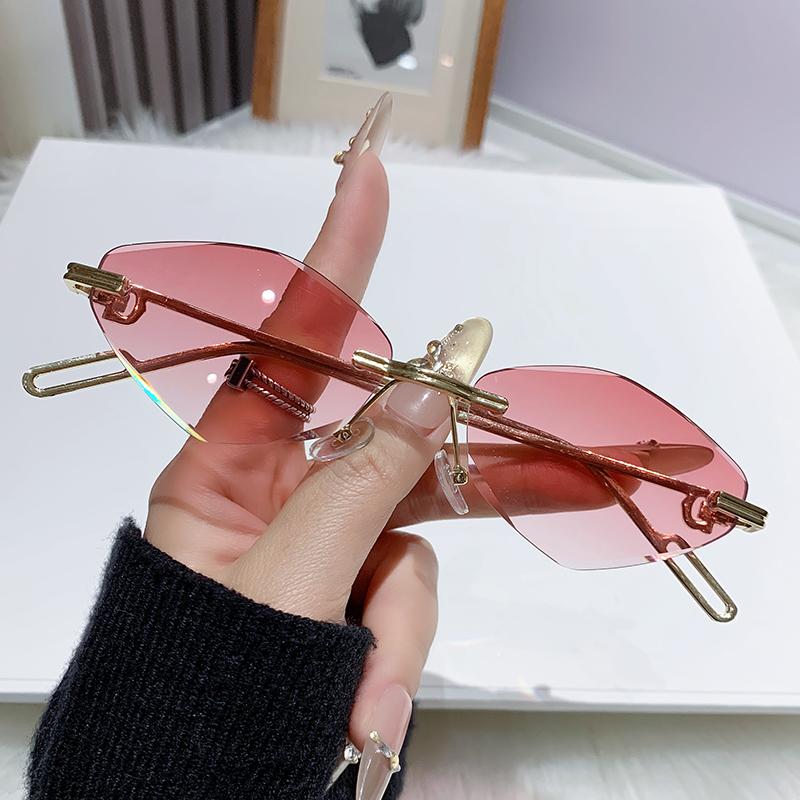 

Diamond Shaped Sunglasses For Women New Metal Sunglasses Frameless Sunglasses With Concave Design For Pography 909