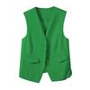 Women Suit Waistcoat Single-breasted V Neck Sleeveless Decorative Pockets Cardigan Formal Business Style Casual Office Wear Vest Spring Summer Clothes