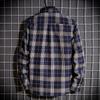 Men Fashion Plaid Long Sleeve Loose Casual Stand Collar Shirt