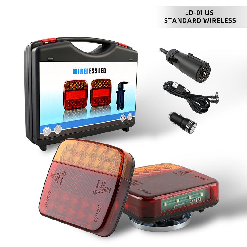2PCS Lorry Wireless Magnetic Rear Tail Light Truck Trailer  Turn signal Brake Warning Lamp 20LED Caravans Taillight Waterproof