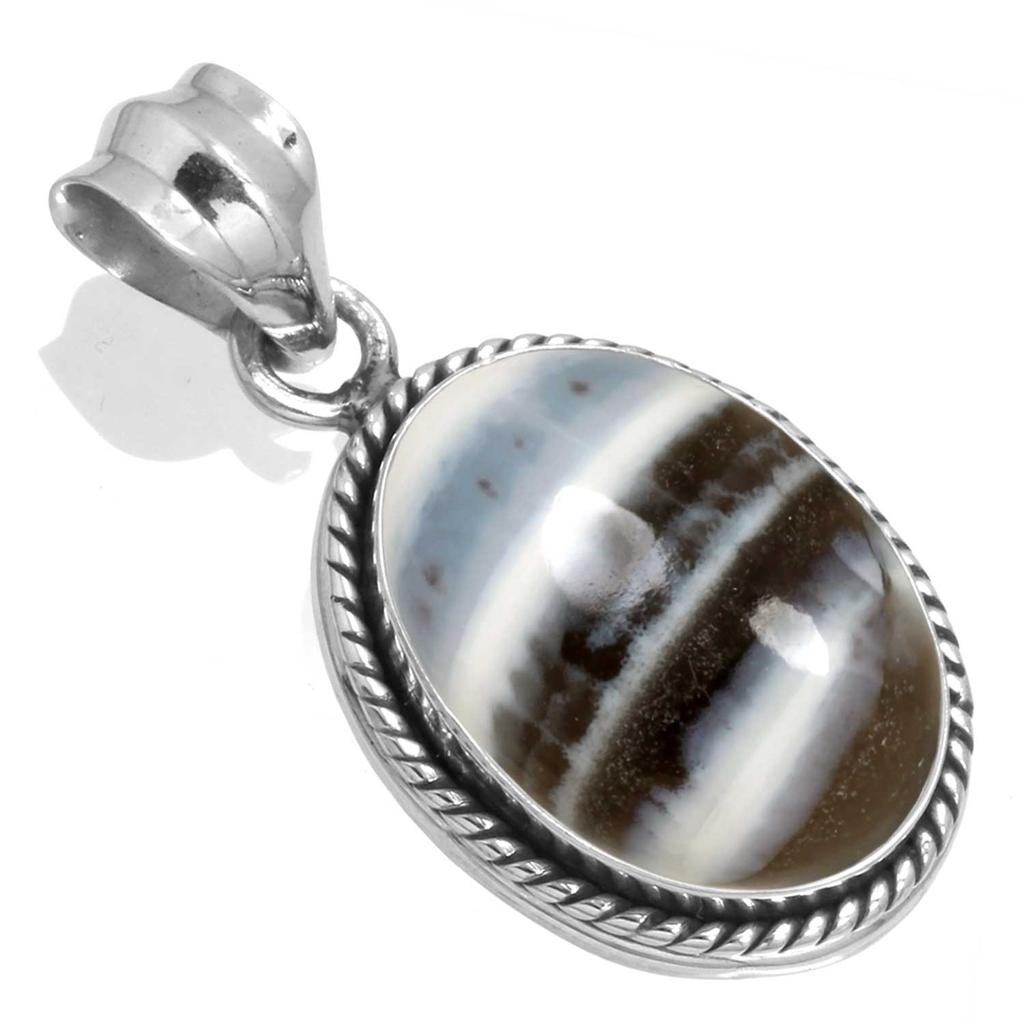 925 Sterling Silver Pendant Women Gemstone Handmade Jewelry Halloween Gift Amazonite Angelite Blue Opal Botswana Agate Mohave Azurite Chrysocolla