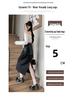 Elegant Women's Mid-Length Spliced Leather Skirt with Back Slit - High-Waist Autumn/Winter Pencil Skirt