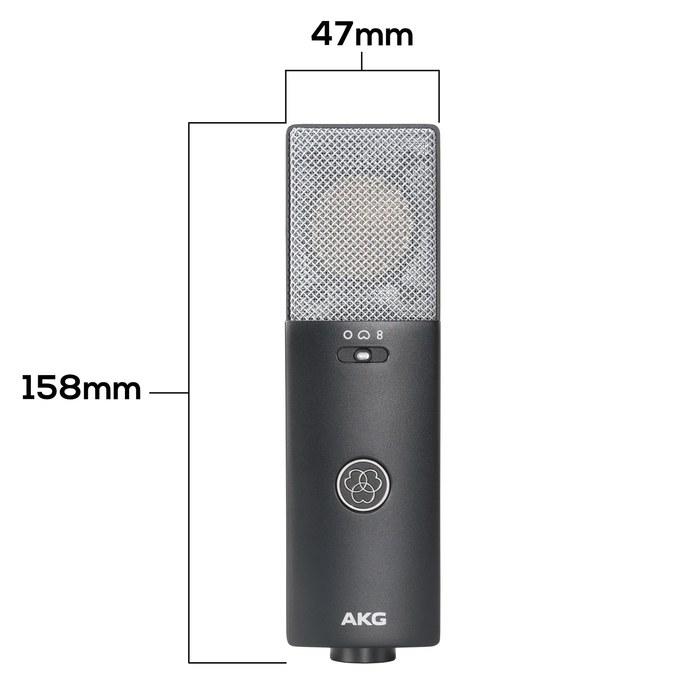 AKG C114 Side-Address Condenser Microphone Cardioid/Omnidirectional/Bidirectional with Shock Mount Black 1.4" x 1.9" x 6.2
