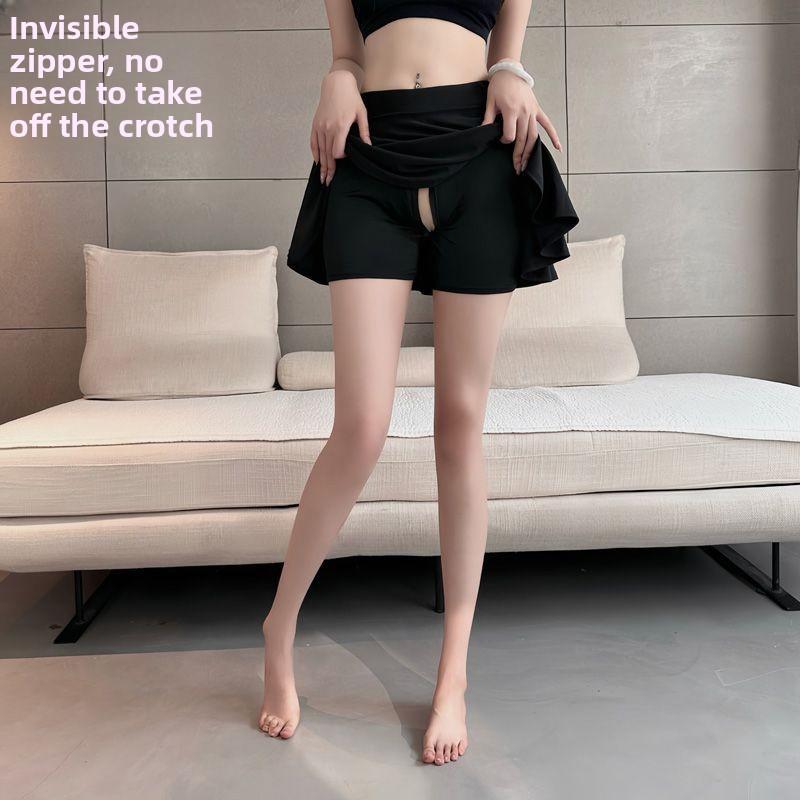 Outdoor Free Full Zipper Open Crotch Revealing Half Skirt Invisible Open Crotch Straight Into The Skirt Pants Couple Outdoor Convenient Exposure