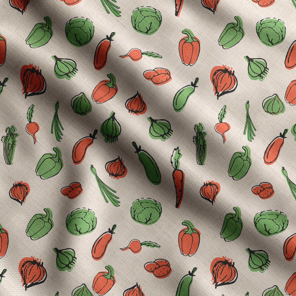 Soimoi Veggies Print,  Cotton Cambric, Quilting Fabric Sold by The Yard 42 Inch Wide, Medium Weight Cotton Fabric, Sewing  Supplies,Aquamarine