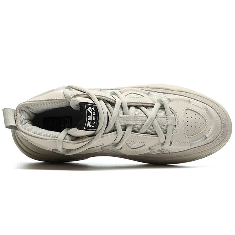 FILA Heritage Series Mesh Leather Round Toe Mid-Top Retro Basketball Shoes Men sneaker Feather-Gray F12M141201FLF