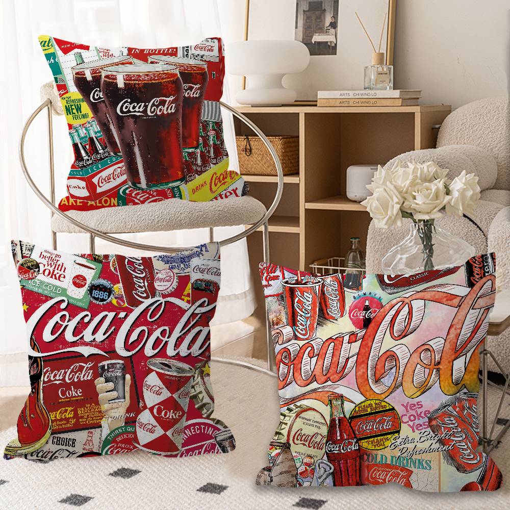 Fine Glasses Unisex C-Coca Logo C-Colas Pillow Cover For Bedroom Room And Living Room Sofa Decorative Cushion Cover