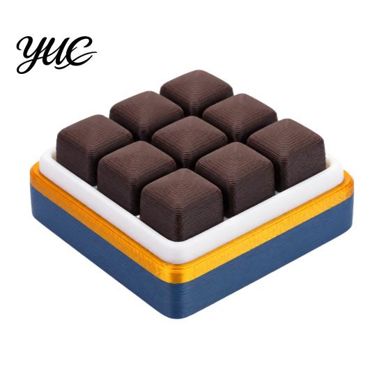 Stress Relief Toys 3D Printed 9-Square Fidget Clicker Toy, Simulation Fruit Cookie Pressing Portable Desk Fidgets Keychain, Click Desktop Ornament,