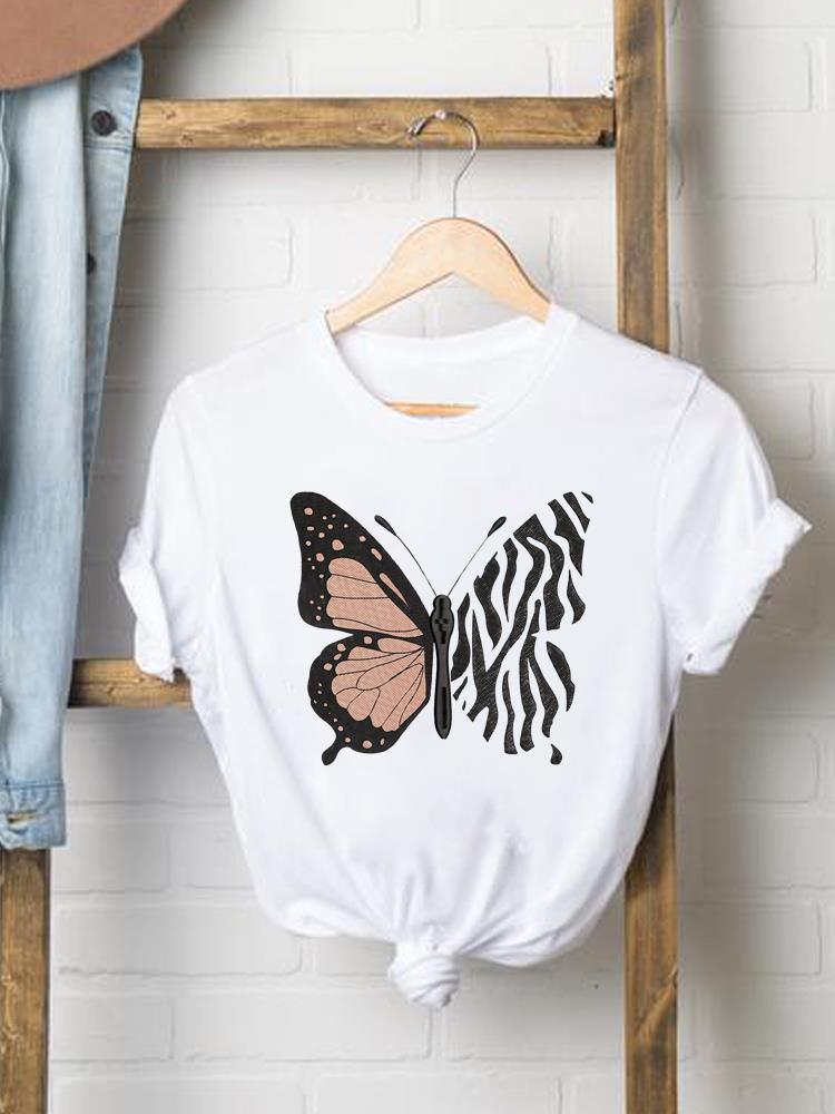 (Asiatische Größe) Damen Print Damenbekleidung Kurzarm T-Shirt Blume floral Trend 90er Mode Tee Top Damen Grafik T-Shirts