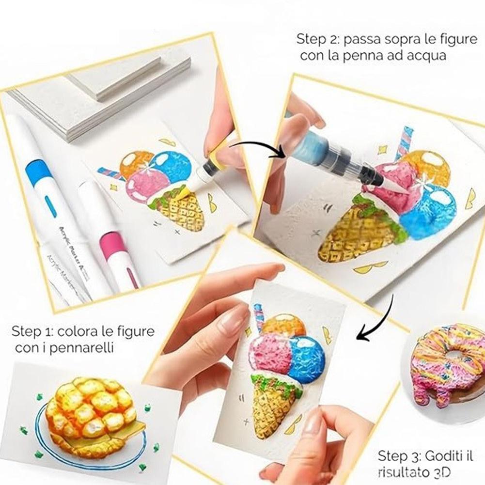 Magic Canvas Sponge DIY Creative Activity Bubble Popcorn Drawing Pen 12 Colors 3D Art Safe Puffy Pen Texture Painting Kit