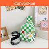 Face Chessboard Smiling Children Diagonal Shoulder Bag Casual Storagebag Outdoor