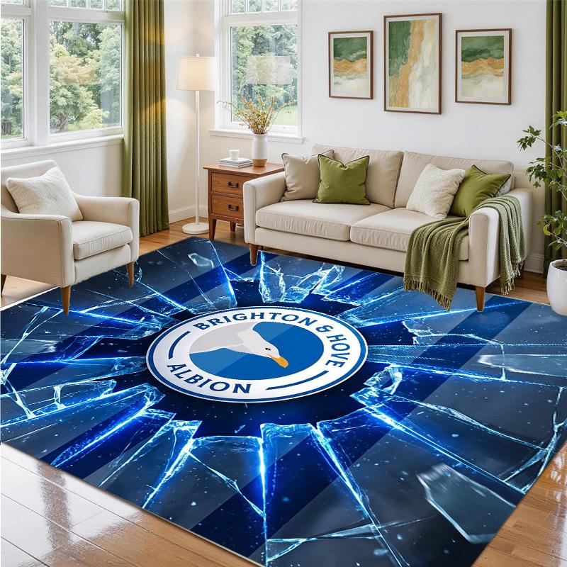 Brighton & Hove Albion Football Design Crystal Velvet Rug Soft Decorative Mat for Bedroom Entrance