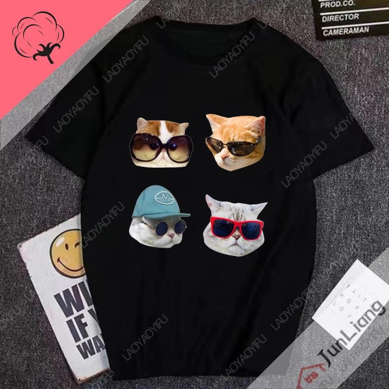 Hip Hop Cute Cats Humor Mens Tshirts Huh Cat Meme Short Sleeve Tee 100 Cotton Y2k Mens Clothes Streetwear Funny Gifts Manga