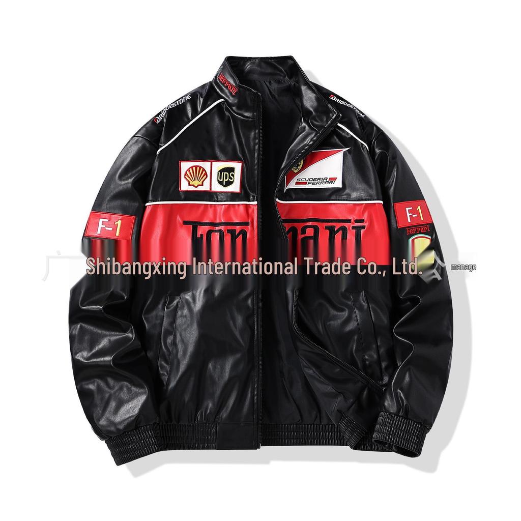 Maßgeschneiderte BMW F1 Rennanzug Lederjacke - Unisex Motorrad-/ Baseball-Stil