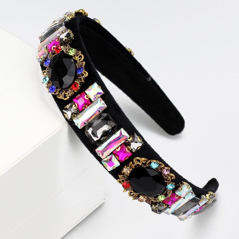 

Vintage Velvet Sapphire Blue Headband Handmade with Diamonds F Color Headband Rhinestone Hair Accessories 2026 чорний