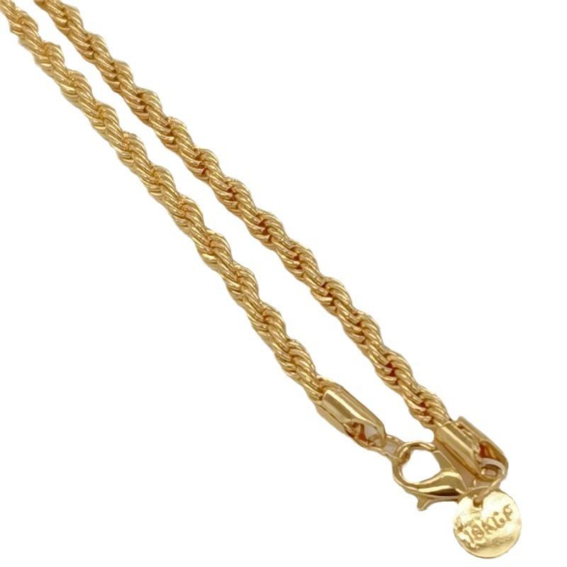  18K Gold Plated Wave Twist Chain Necklace Fashionable and Trendy for Couples 4mm Round Elements Electroplated Metal