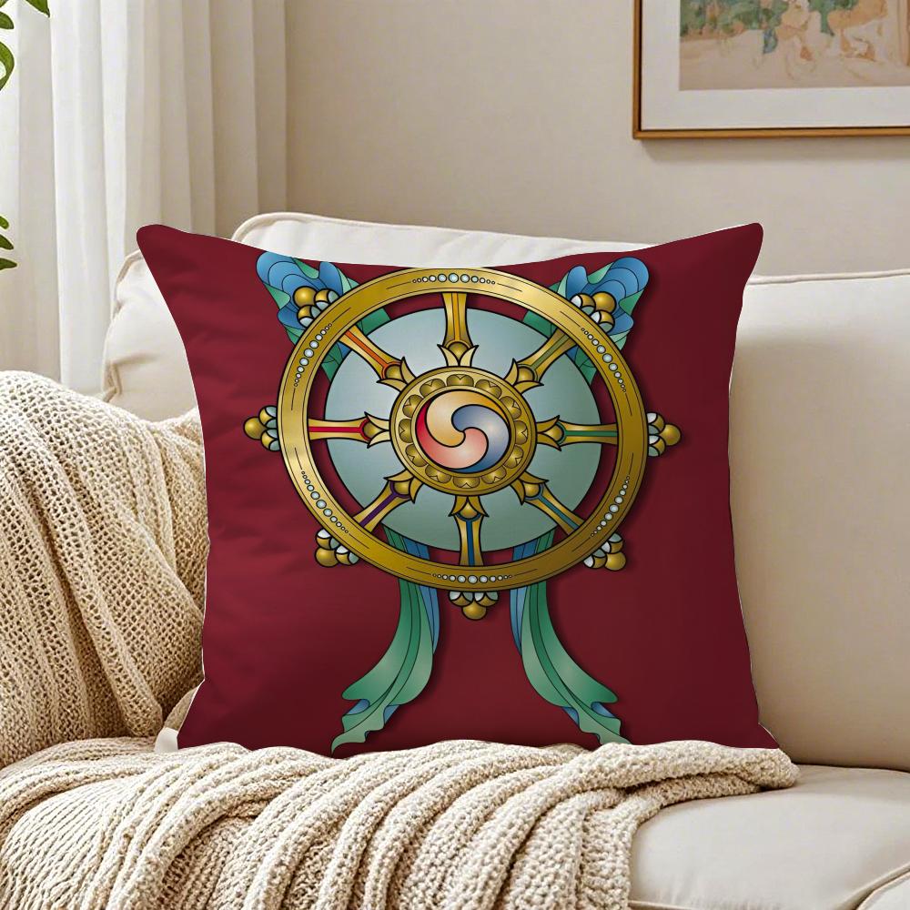 Buddhist Reincarnation Print Six Paths of Reincarnation Cushion Cover Linen Pillowcase Soft  for Sofa Bed Home Room Decor