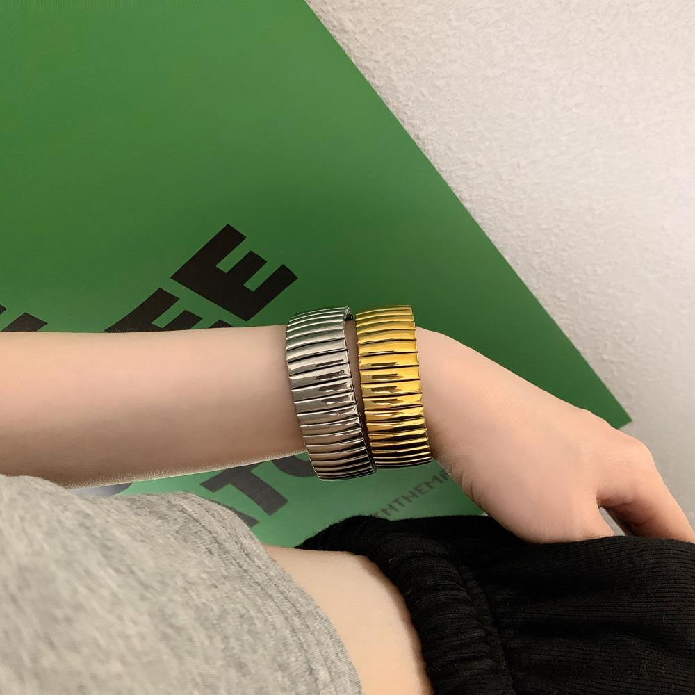 Hip Hop Stretch Uhrenarmband Armband Elastisch Vintage Armreif Titanstahl Handkette Unisex