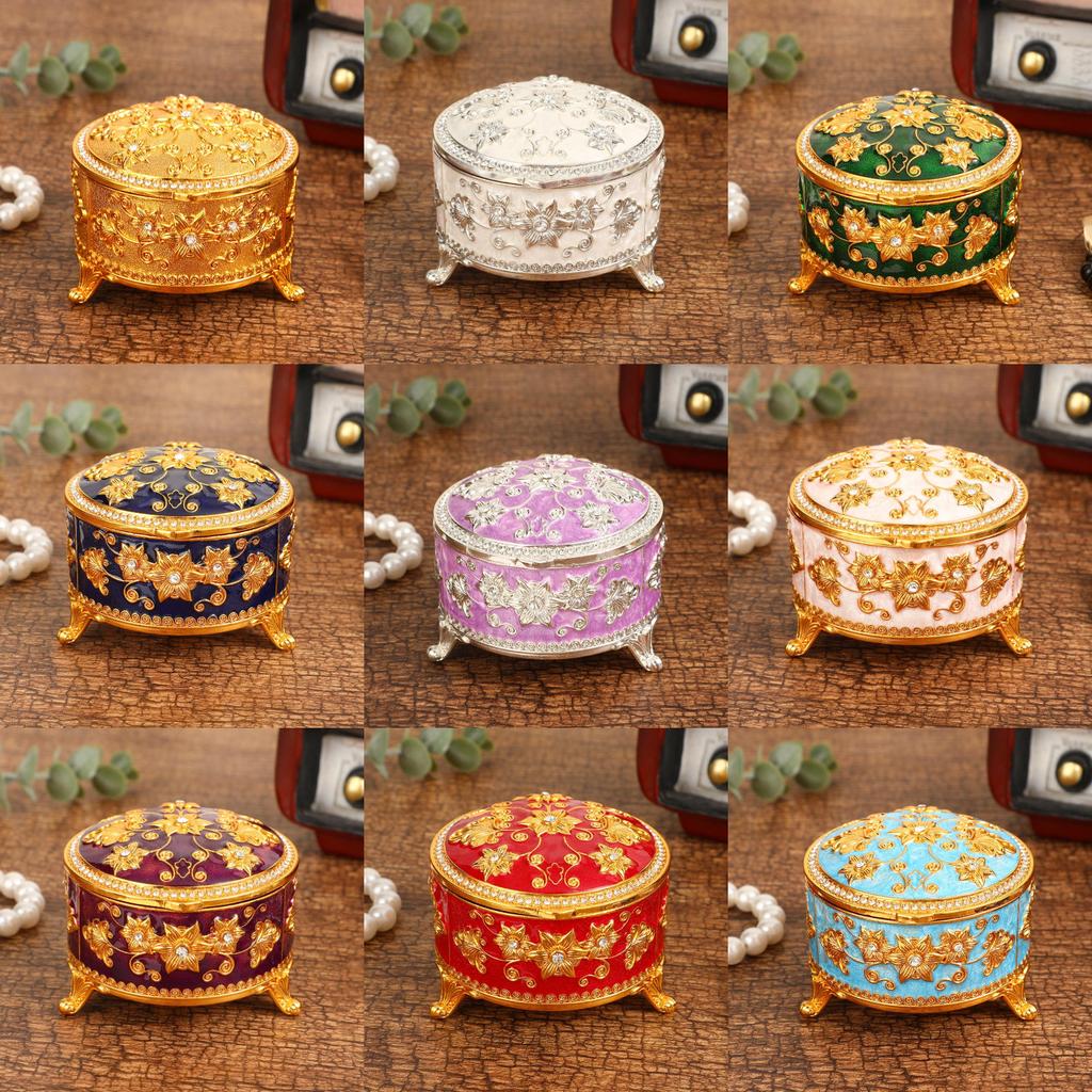 Vintage Creative Jewelry Box With Flower Design For Wedding Gift And Travel Storage