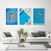 Nordisches abstraktes Wandkunstbild, Druck, Schwimmer-Leinwandgemälde in Schwimmbädern