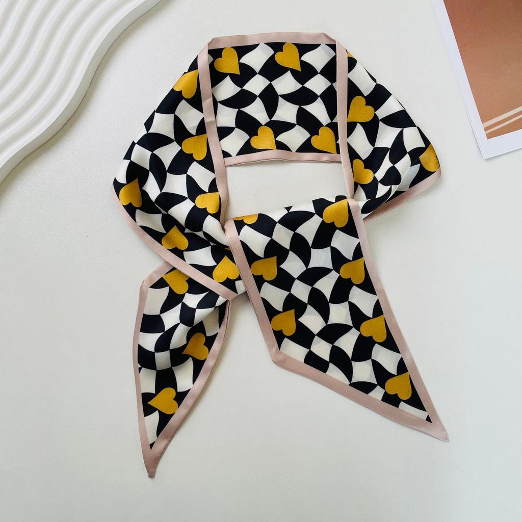 Women Scarf lady Wraps Elegant Floral Dot Spring silk scarves square Head Neck Hair Tie Band Neckerchief skinny