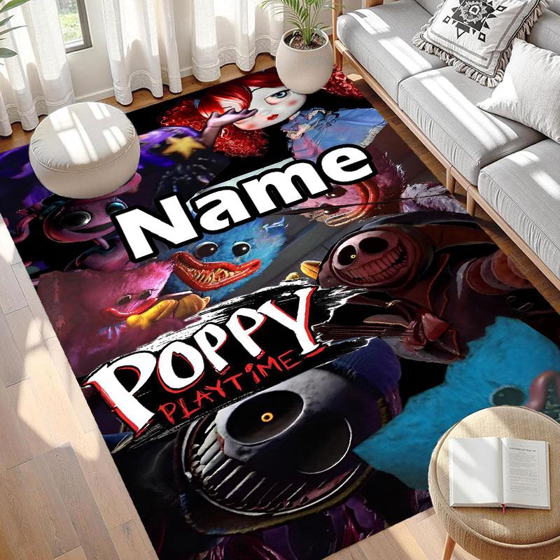Custom Name Personalized Poppy Playtime Print Carpet, Versatile Home Decor Rug, for Playroom, Apartment, Balcony, Entryway, Hallway Gift