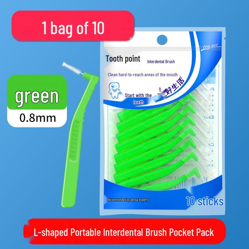 L-Shaped Interdental Toothbrush Set (10-Pack) with Wire Bristles