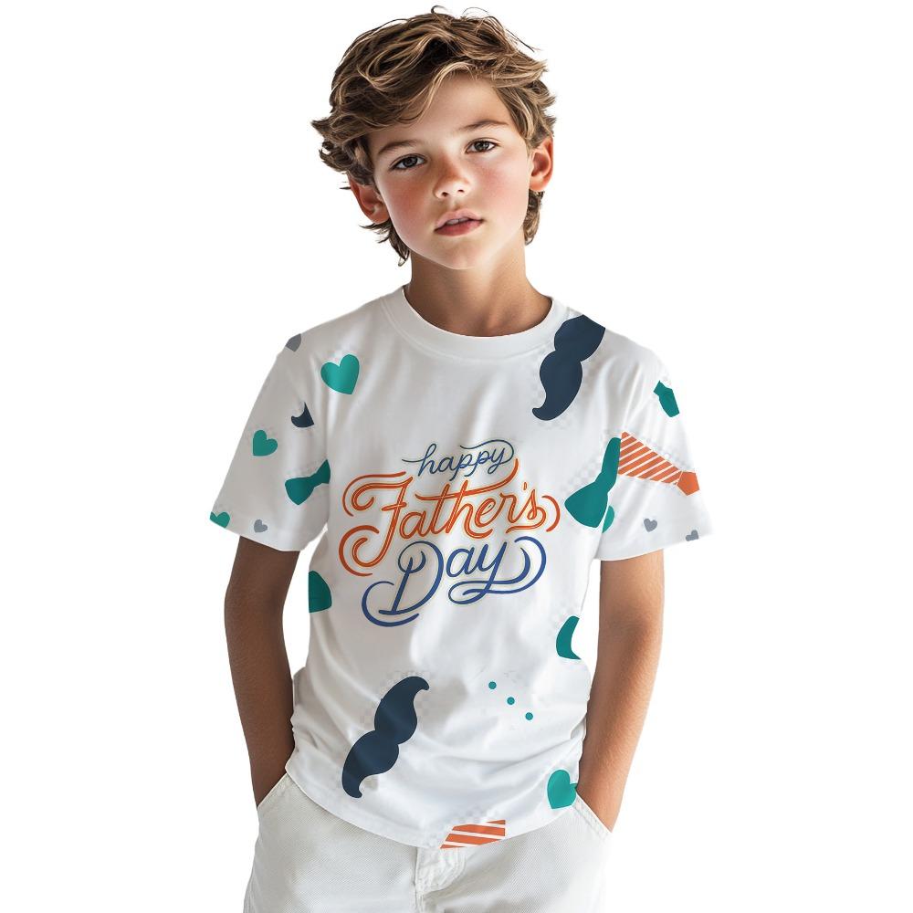 Father s Day love beard printed all over boys T-shirt digital printing trendy boys cool T-shirt 100