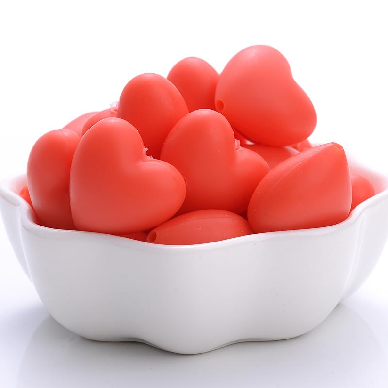 20Pcs 18x20mm Peach Heart Silicone Beads Baby Teethers Eco-friendly BPA Free Teething Beads Necklace Pacifier Chain Accessories