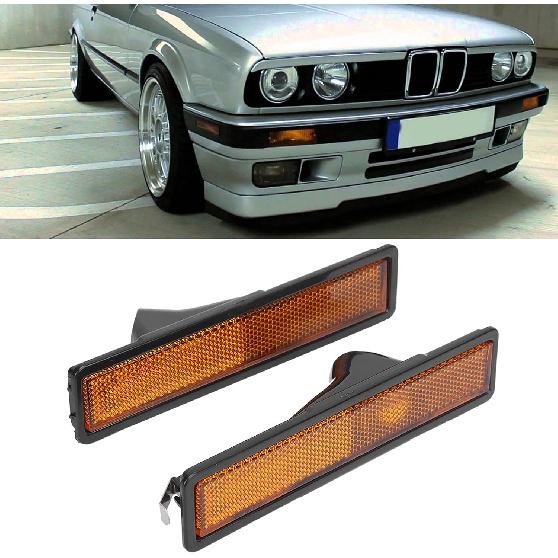 Yctze Side Marker Lamp Housing 2pcs Front Side Marker Light Cover Lens 63141377849 Replacement for E30 E32 E34 318i 325i 525i 735i(yellow)