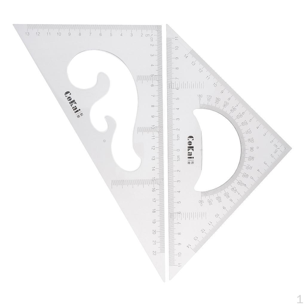 2 /60 Degree Geometry Triangle Ruler Drawing Drafting 25cm