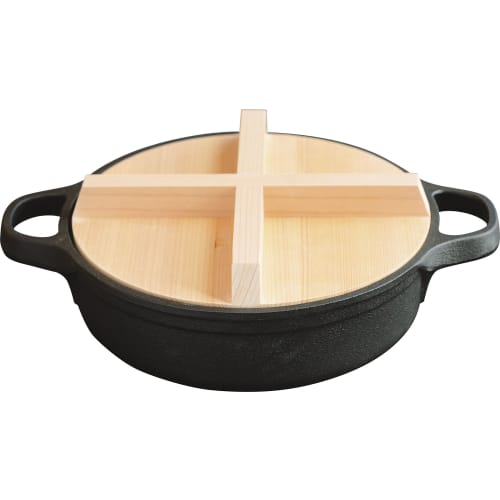 Nichi Nichi Dougu Iron Pot JYO with Wooden Lid, 26cm, Made In Japan, Induction Oven Compatible