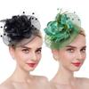 Fjäder Slöja Hatt Huvudbonad Elegant Brud Huvudprydnad Vintage Nät Fascinator Hatt Dansuppvisning