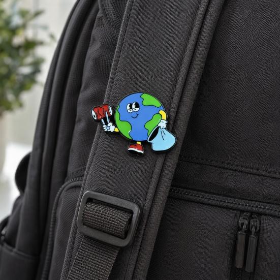 Earth Enamel Lapel Pin, Protecting The Earth Metal Brooch Pin for Backpacks, Clothing, Bags, Hats, Earth Day Gifts for Women Men