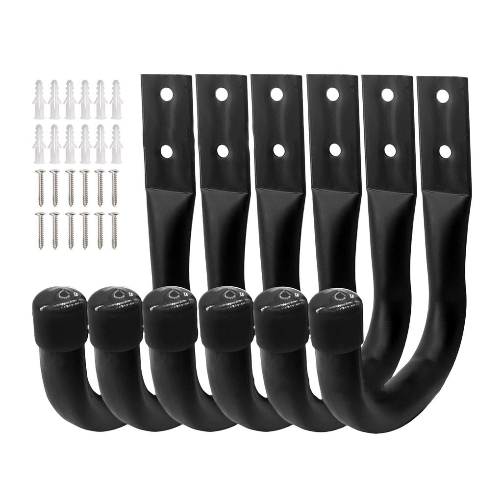 6pcs Heavy Duty Garage Storage Hooks Utility Garage Hooks for Wall Mounting Large Metal Organizer Tool & Extension Cords
