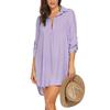2026 Women's Deep V Neckline Fashion Beach Sun Protection Swimsuit Shirt Dress