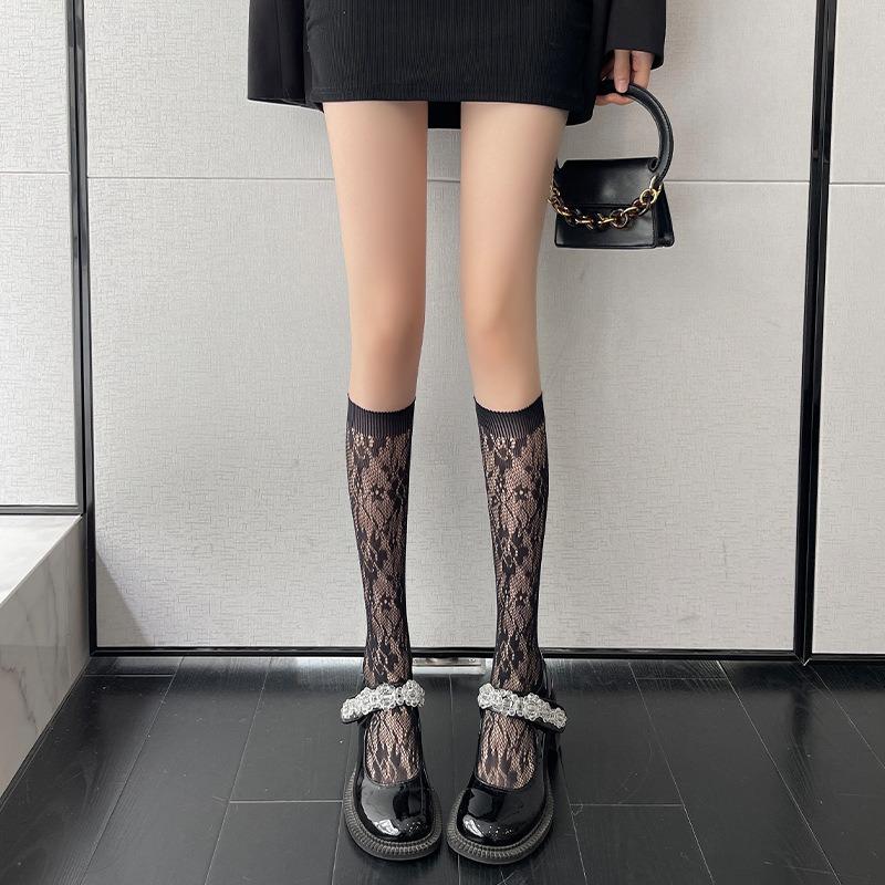 Lace medium tube socks for women Lolita calf socks JK Japanese cute sweet long tube thin Lolita stocking