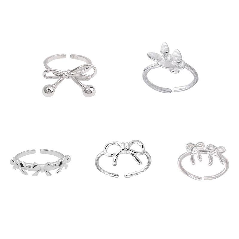 Bowknot Ring for Women Hollow Out Extremely Fine Korean Sweet Romantic Jewelry Gift Dropshipping