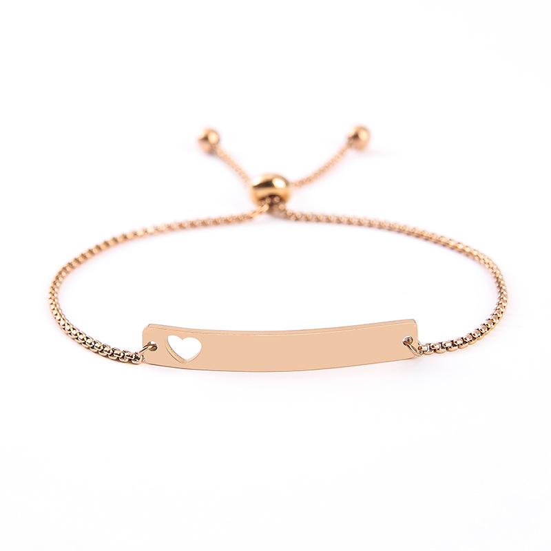 Adjustable Stainless Steel Butterfly Heart Engraving Bracelet