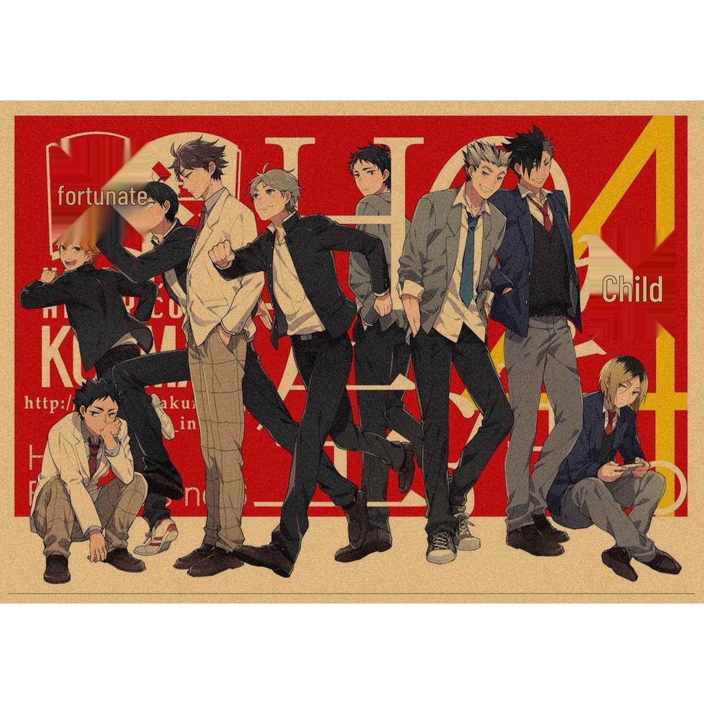 Haikyuu!! Retro Kraft Poster: Hinata Shoyo & Kageyama Tobio Decorative Wall Art