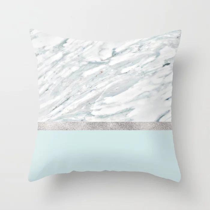 New Car Cushion Marble Geometric Pattern Peach Leather Velvet Pillow Case Pillow