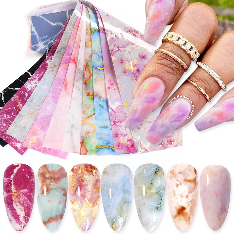 BORN PRETTY 10pcs Nail Foils Marble Paper Gel Polish Transfer Sticker DIY Pattern Manicure Nail Art Decoration Decorations