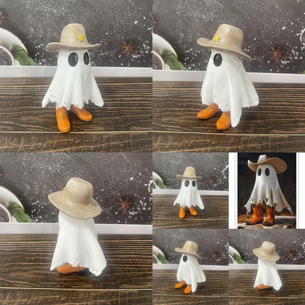 Unique Cowboy Ghost Statue Decorative Resin Figurine Perfect For Halloween Home Decor