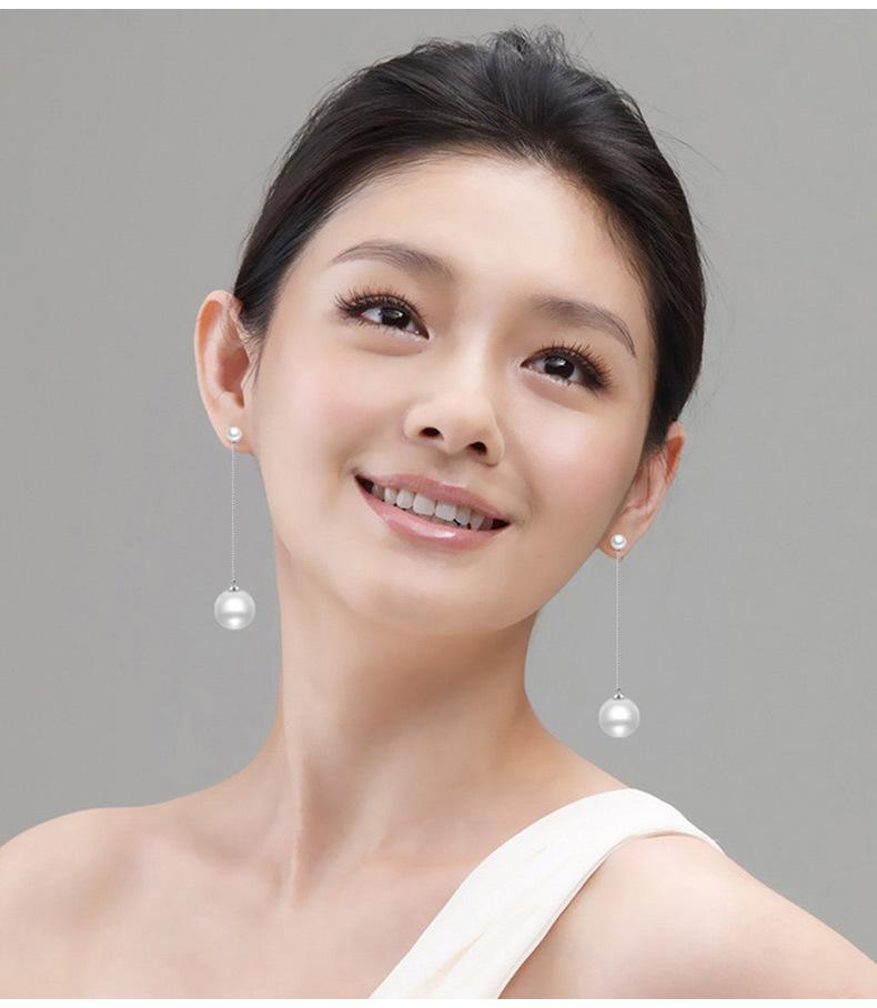 925 Silver Long Pearl Earrings for Women Ladies Statement Jewelry Korean Earrings Pendientes Brincos