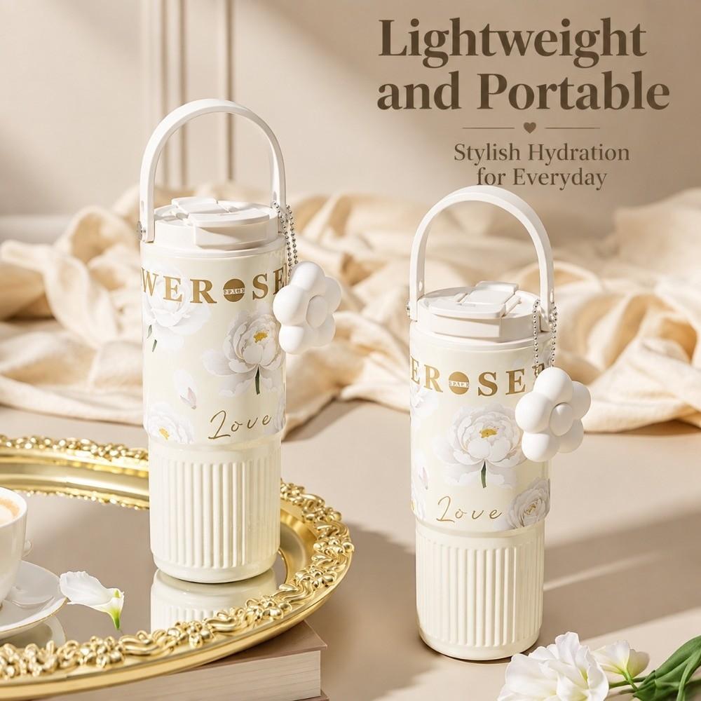 Leakproof Insulated Thermal Cup Floral Printing Vacuum Mug Stainless Steel Tumbler for Lady Girls